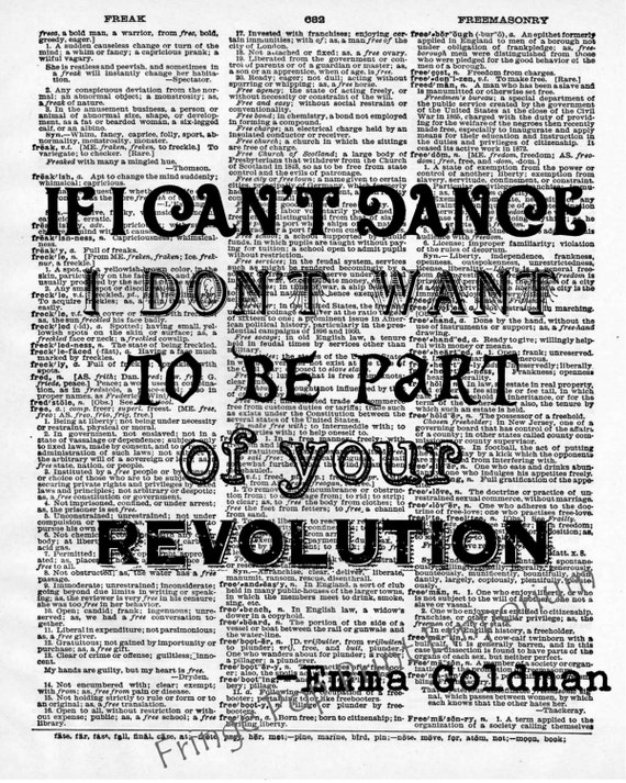 Emma Goldman Art Print 8 X 10 Page De Dictionnaire Citation Etsy France