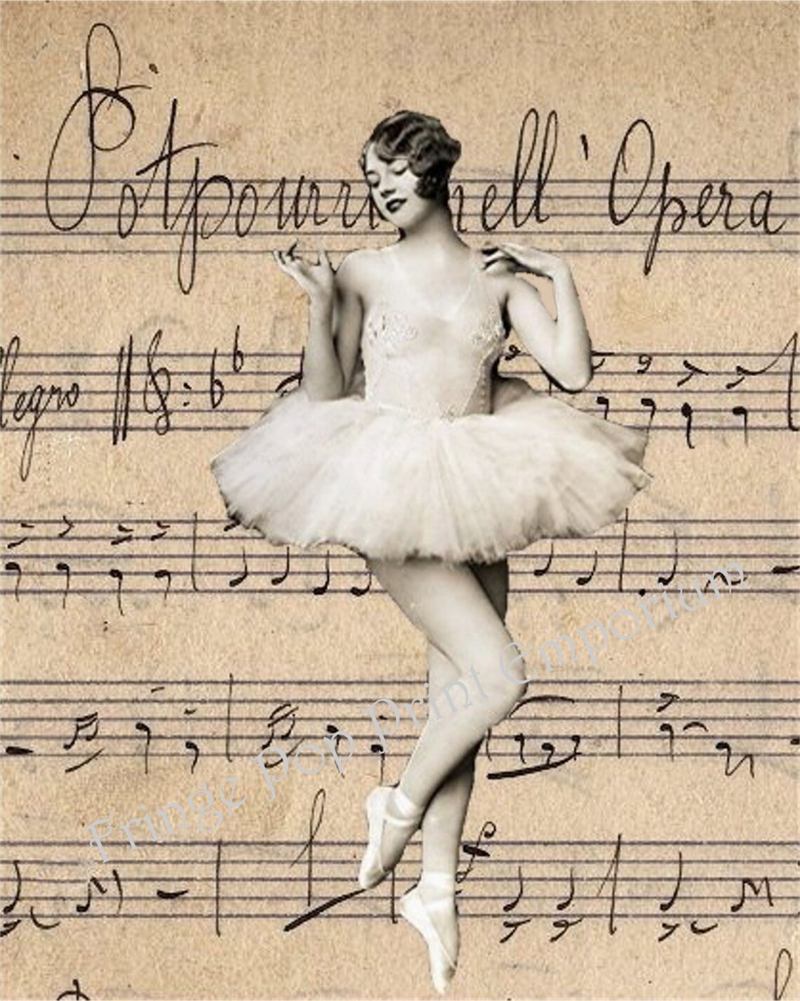 Ballerina Flapper Art Print 8 X 10 Sheet Music Art Deco | Etsy