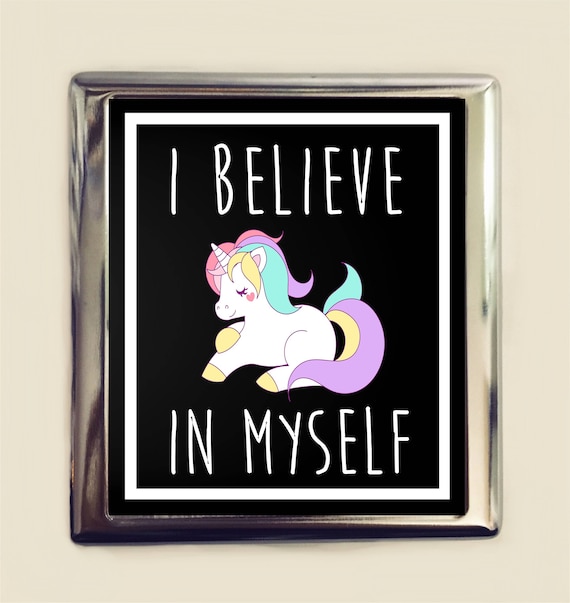 Unicorn Business Card ID Holder Cigarette Case Wallet I Believe in Myself  Inspirational Unicorns Motivational