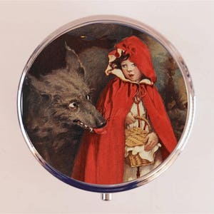 Little Red Riding Hood Pill Box Case Pillbox Holder Trinket Fairy Tale Fairytale Storybook Big Bad Wolf