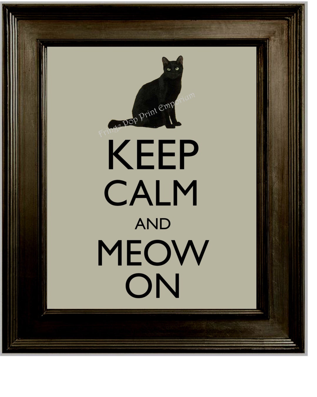 Keep Calm Cat Art Print 8 X 10 Keep Calm and Meow on Black Cat Quirky ...