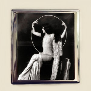 Flapper Hoop Cigarette Case Business Card ID Holder Wallet Art Deco Follies 1920s Jazz Age Burlesque Glam image 1