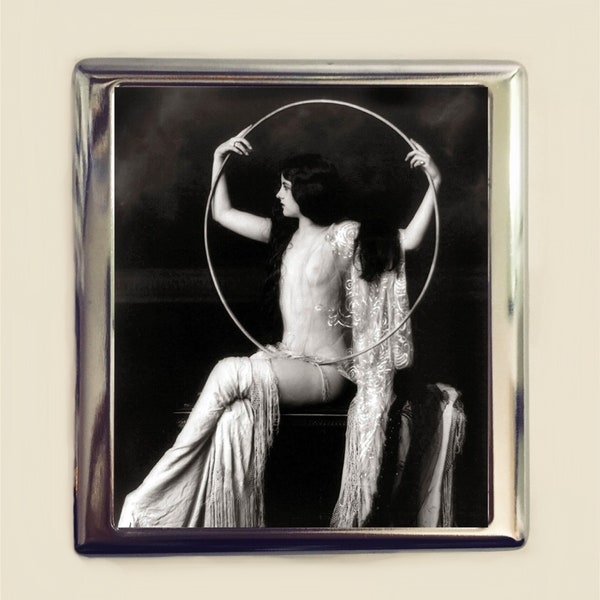 Flapper Hoop Cigarette Case Business Card ID Holder Wallet Art Deco Follies 1920s Jazz Age Burlesque Glam