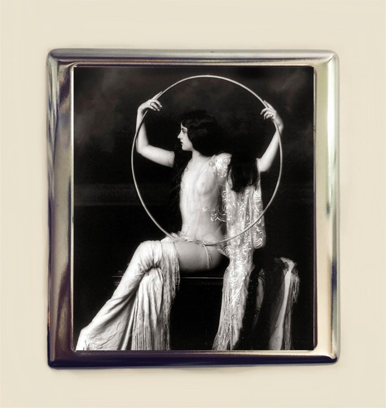 Flapper Hoop Cigarette Case Business Card ID Holder Wallet Art Deco Follies 1920s Jazz Age Burlesque Glam image 1