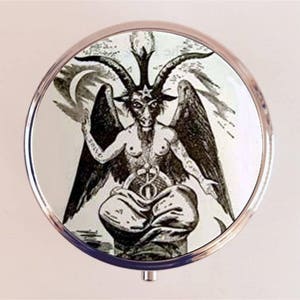Baphomet Pill Box Case Pillbox Holder Trinket Occult Pagan Magick Witchcraft Goat Witchy