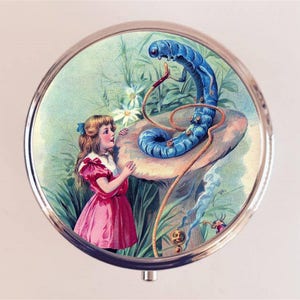 Alice in Wonderland Pill Box Case Pillbox Holder Lewis Carroll Children's Story Caterpillar
