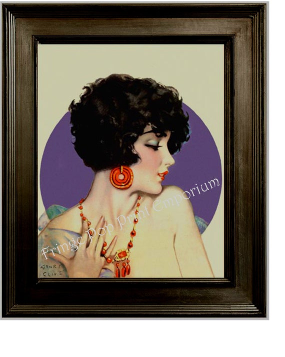 Art Deco Flapper Art Print 8 x 10 - Roaring 20s - Jazz Age - Pin Up with  Red Jewelry - Iconic