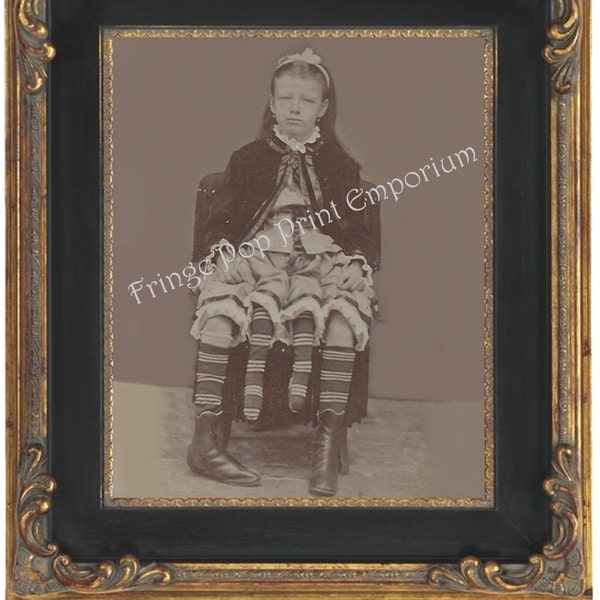Victorian Sideshow Circus Freak Art Print 8 x 10 - Myrtle Corbin - Four Legged Girl from Texas