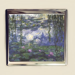 Monet Water Lilies Cigarette Case Business Card ID Holder Wallet Fine Art Famous Painting Impressionist Claude