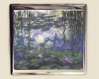 Monet Water Lilies Cigarette Case Business Card ID Holder Wallet Fine Art Famous Painting Impressionist Claude