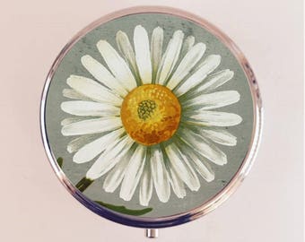 Daisy Flower Pill Box Case Pillbox Holder Trinket Floral Flowers