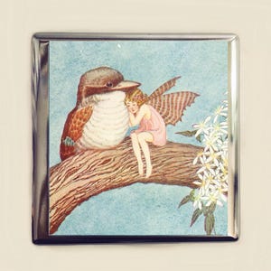 Estuche para cigarrillos con forma de niña con pájaro gigante, tarjetero, billetera, libro de cuentos de hadas para niños, arte caprichoso
