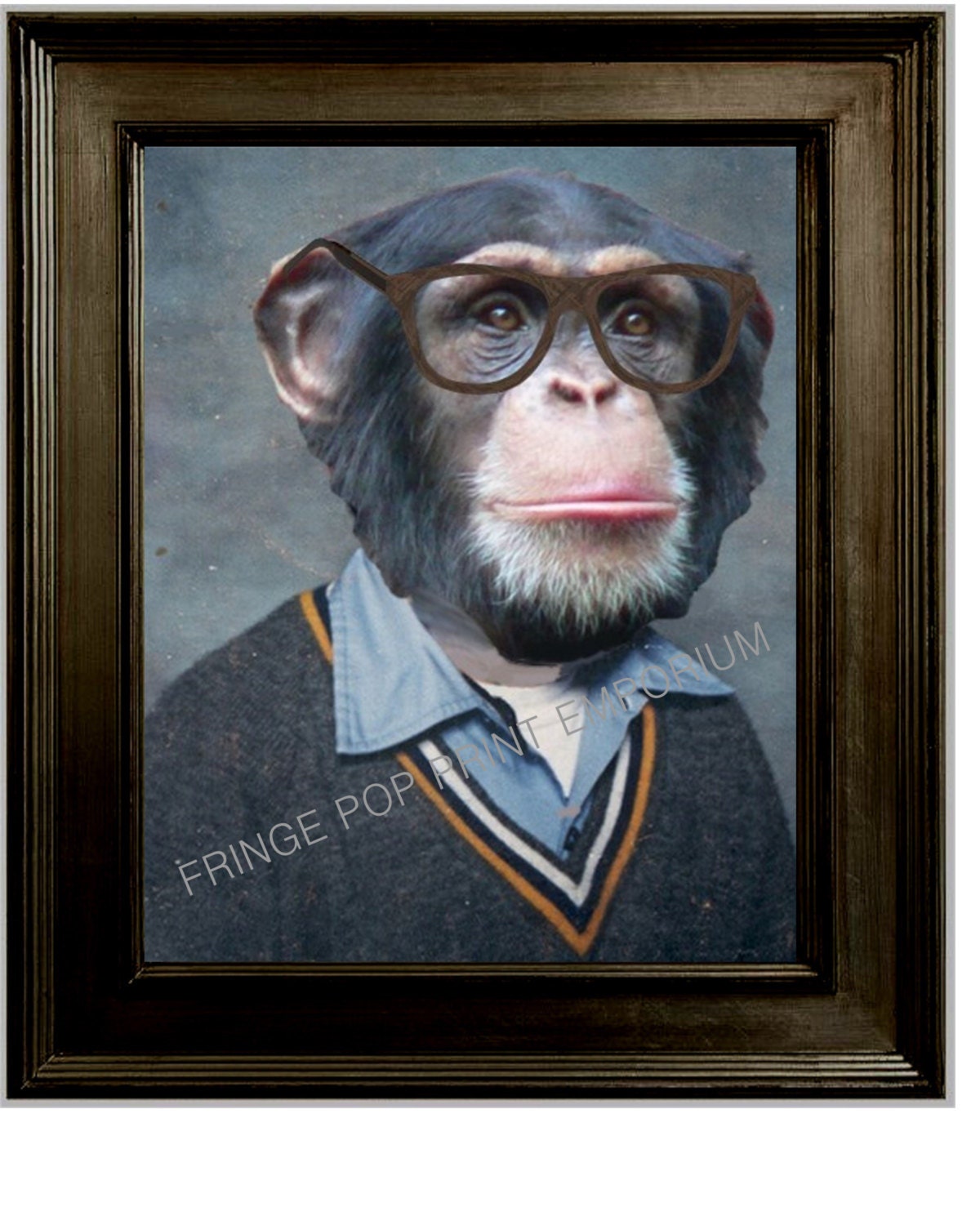 Chimpengi Gals Sex Xx Video - Monkey Chimpanzee Art Print 8 X 10 High School Yearbook - Etsy Israel