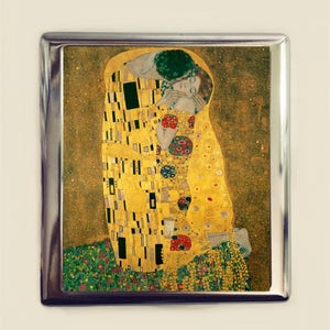 Gustav Klimt Kiss Cigarette Case Business Card ID Holder Fine Art Painting Art Nouveau