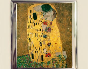 Gustav Klimt Kiss Cigarette Case Business Card ID Holder Fine Art Painting Art Nouveau