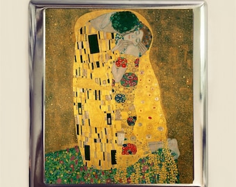 Gustav Klimt Kiss Cigarette Case Business Card ID Holder Fine Art Painting Art Nouveau