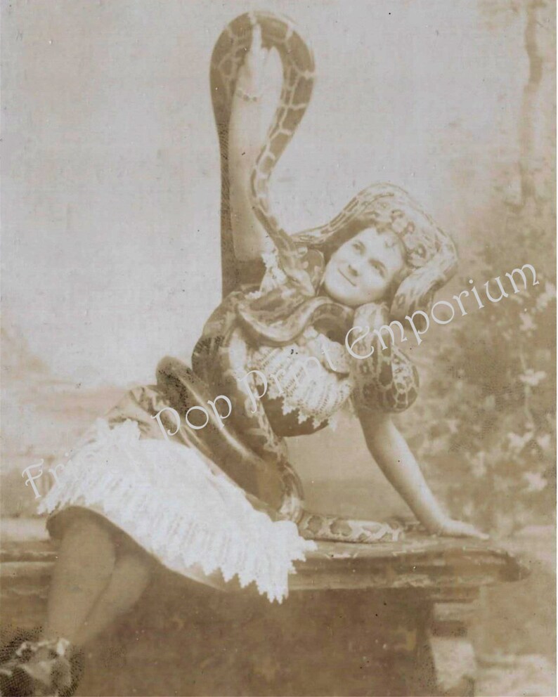 Victorian Sideshow Circus Freak Art Print 8 x 10 Snake Charmer image 2