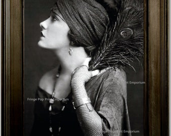 Impresión artística de pavo real estilo flapper de Gypsy Follies, 8 x 10, estilo bohemio art déco, era del jazz, burlesco, bailarina, década de 1920, años 20, el Gran Gatsby