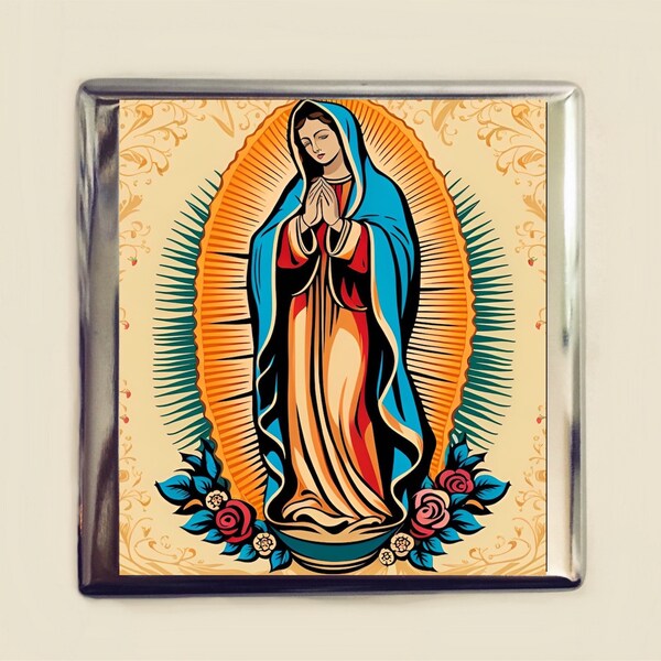 Virgin Mary of Guadalupe Cigarette Case Business Card ID Holder Catholic Icon Catholicism