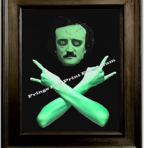 Zombie Heavy Metal Edgar Allan Poe Art Print 8 x 10 - Goth Lowbrow Art - Homeboy