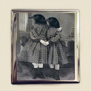 Estuche victoriano para cigarrillos Crow Sisters, tarjetero, billetera, animal antropomórfico, arte pop