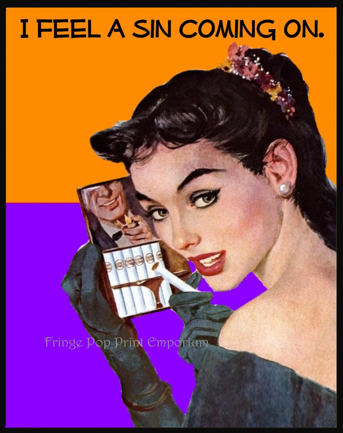 Naughty Pin up Art Print 8 X 10 - Pinup Girl With Attitude