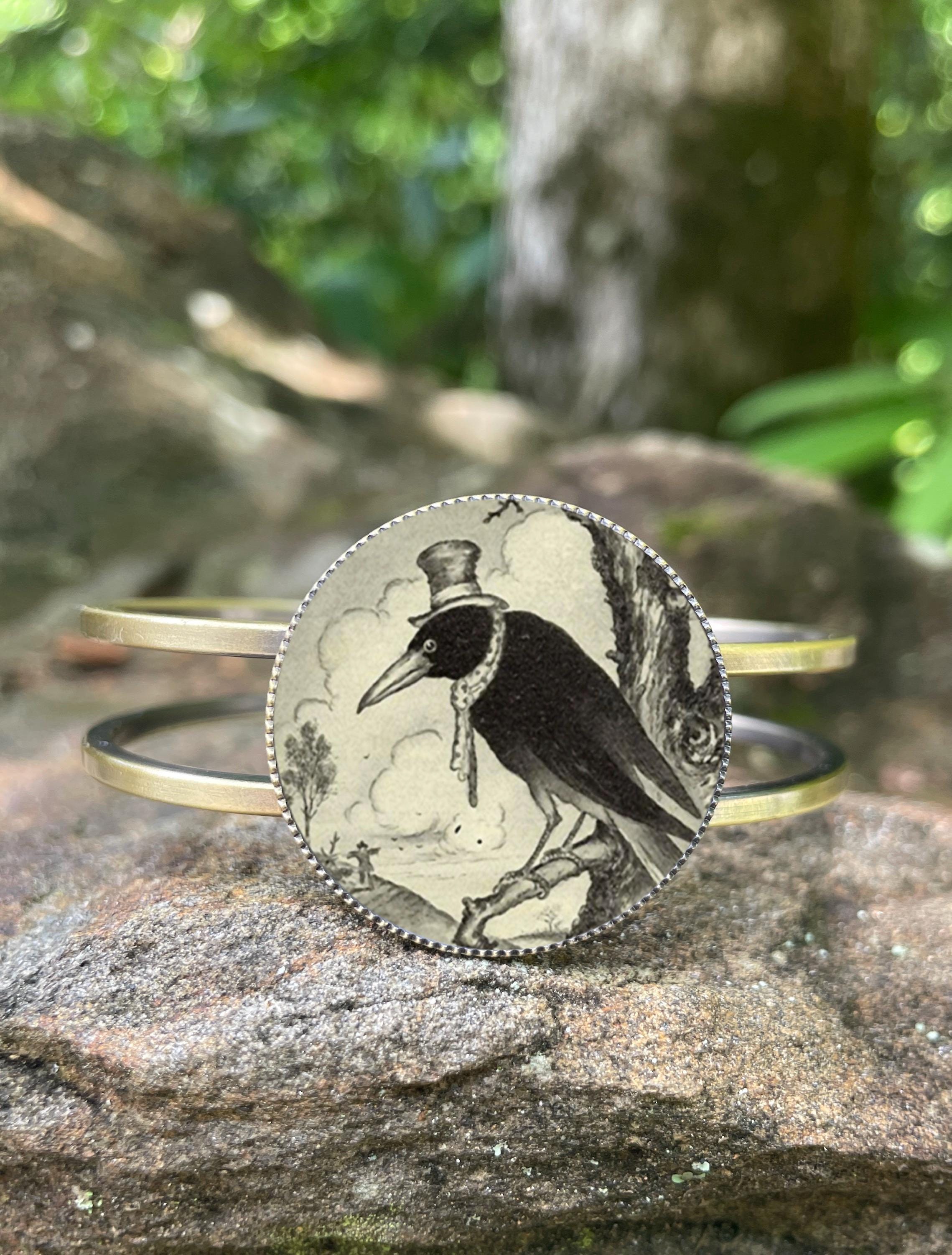 Bracelet Manchette Vintage Années 80 - Design Oiseaux Stylisés, Plaqué Argent