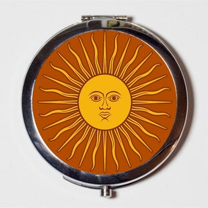 Boho 1970s Sun Compact Mirror Make Up Pocket Mirror for Cosmetics Style