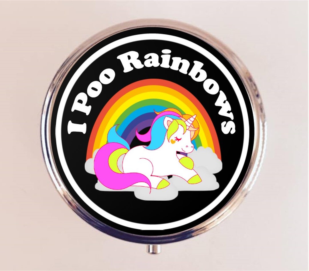 Unicorn Pill Box Case Pillbox Holder Trinket Box I Poo Rainbows
