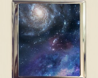 Outerspace Cigarette Case Business Card ID Holder Universe Outer Space Stars Celestial