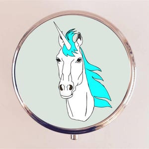 Unicorn Pill Box Case Pillbox Holder Trinket Pop Art Animal Kawaii