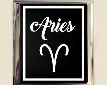 Aries Zodiac Sign Cigarette Case Business Card ID Holder Wallet Astrology Astrological New Age Spirituality