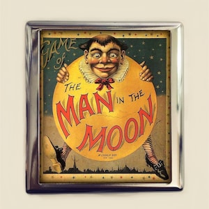 Man in the Moon Cigarette Case Business Card ID Holder Wallet Victorian Board Game Nursery Rhyme