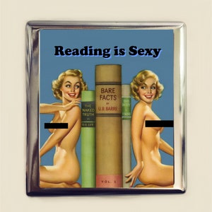 Lesen ist Sexy Zigarettenetui Visitenkarte Ausweishalter Geldbörse Pin Up Pinup MATURE Nerd Reader Buchliebhaber Bibliothekar Bibliophile Sapiosexual