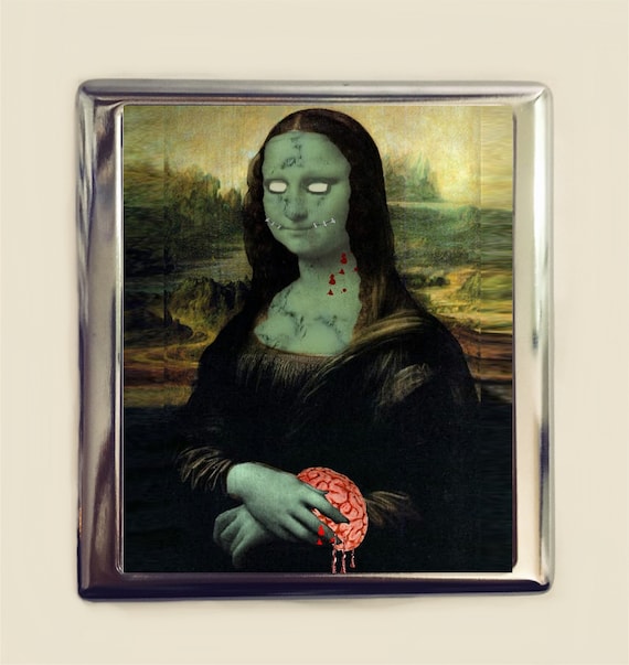 Mona Lisa Zombie Cigarette Case Business Card ID Holder Wallet Pop  Surrealism Fine Art Parody Horror Goth