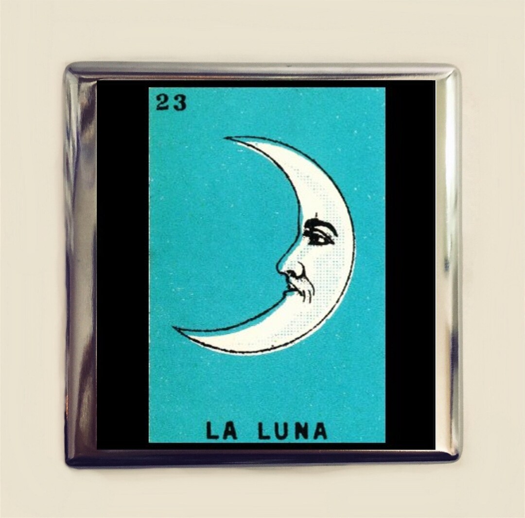 La Luna Moon Cigarette Case Business Card ID Holder Wallet Loteria Mexican 