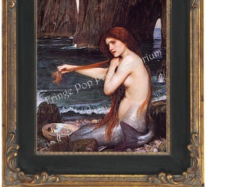 Edwardian Mermaid Art Print 8 x 10 - Fine Art - Nymph on Shore