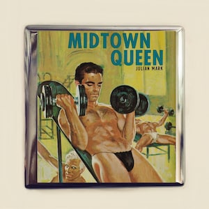 Gay Pulp Fiction Cigarette Case Business Card ID Holder Wallet Midtown Queen Retro Sex Book 1960&#39;s Kitsch Campy LGBTQ
