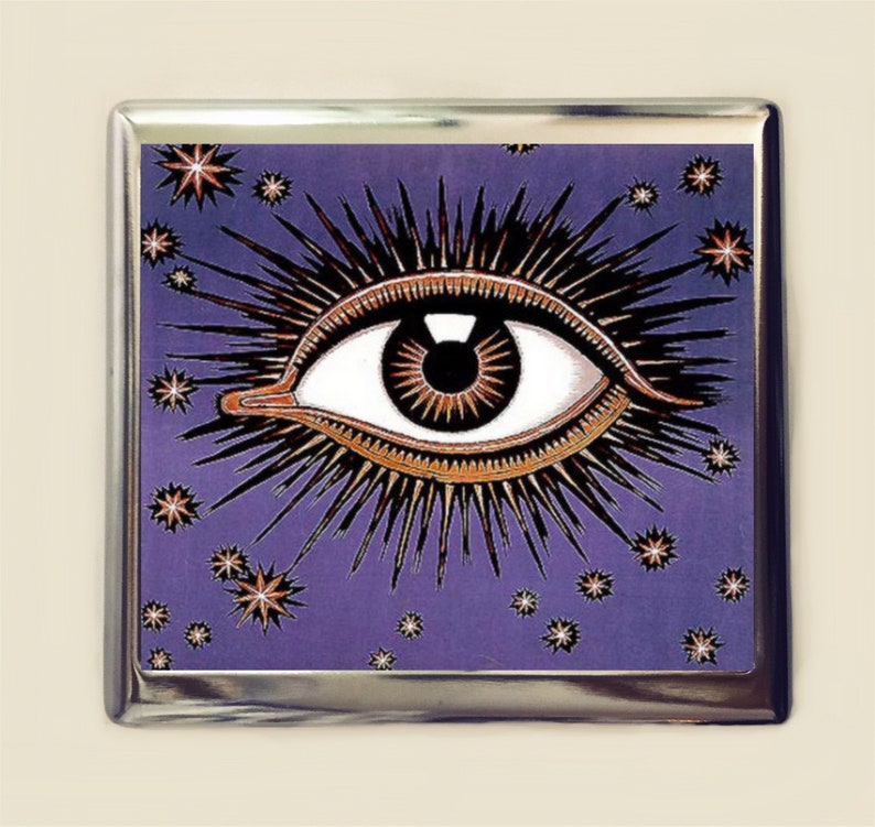 Franz Von Stuck Eye Cigarette Case Business Card ID Holder Wallet Occult Mystical Fine Art Painting All Seeing Eye 