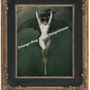 Art Nouveau Victorian Bat Lady Art Print 8 x 10