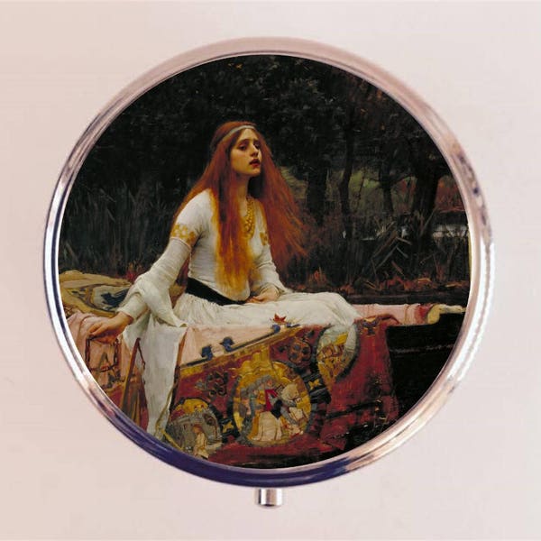 Lady of Shalott Pill Box Case Pillbox Holder Trinket John William Waterhouse Arthurian Guinevere Alfred Lord Tennyson