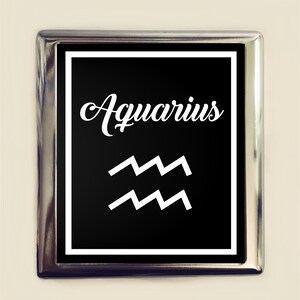 Verseau signe du zodiaque étui à cigarettes porte-cartes de visite porte-monnaie astrologie astrologique New Age spiritualité