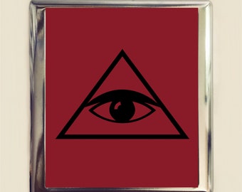 Estuche para cigarrillos con el Ojo que todo lo ve, tarjetero, billetera, ocultismo, Illuminati, esoterismo, masonería