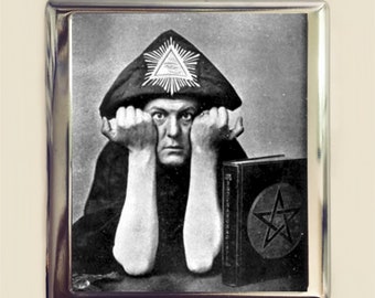 Aleister Crowley Cigarette Case Business Card ID Holder Wallet Occult Magick Occultism Esoteric