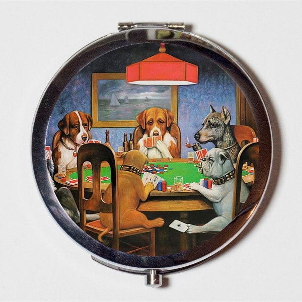 Dogs Playing Poker Compact Mirror Make Up Pocket Mirror for Cosmetics Cassius Marcellus Coolidge Anthropomorphic Dog