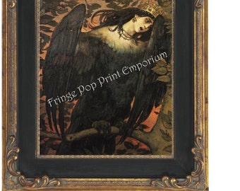 Raven Woman in Agony Art Print 8 x 10 - Horror Art - Goth - Dark Fine Art