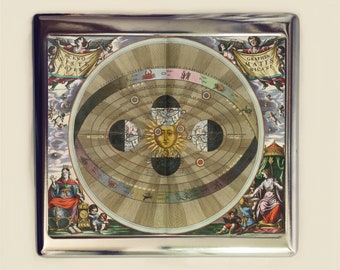 Estuche para cigarrillos de astronomía antigua, tarjetero, billetera, sol astronómico celestial