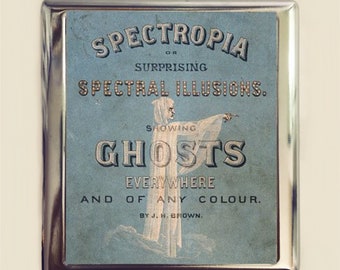 Vintage Ghost Book Cigarette Case Business Card ID Holder Spirits Spiritualism Occult Paranormal Ghosts