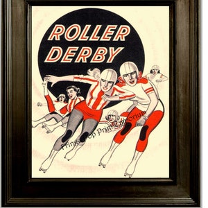 Roller Derby Print 8 x 10 - Vintage Roller Derby Ad Reprint - 1950s Retro - Roller Skating