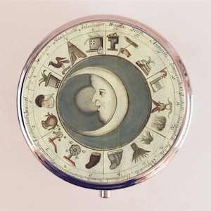 Moon Chart Pill Box Case Pillbox Holder Trinket Moon Phases Occult